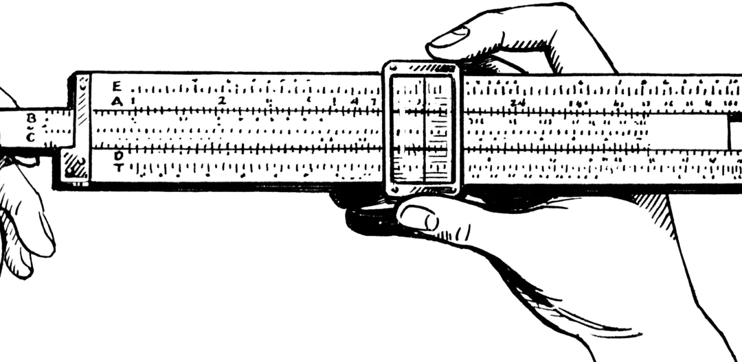 மடக்கை அளவுகோல்களுடன் கூடிய கணக்கீட்டு நழுவு கோல் (slide rule) விளக்கம்